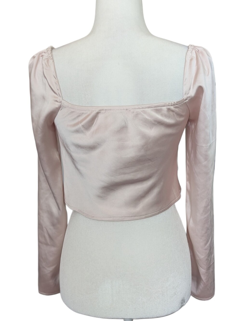Princess Polly Women’s Champagne Pink Off-Shoulder Long Sleeve Crop Top Size 2 - Picture 3 of 11